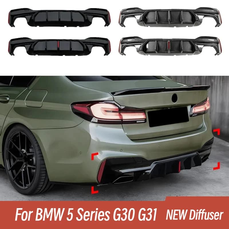 For BMW Series 5 G30 G31 M Sport 2018-2023 Auto Rear bumper Splitter Spoiler With Brake LED Body Kit