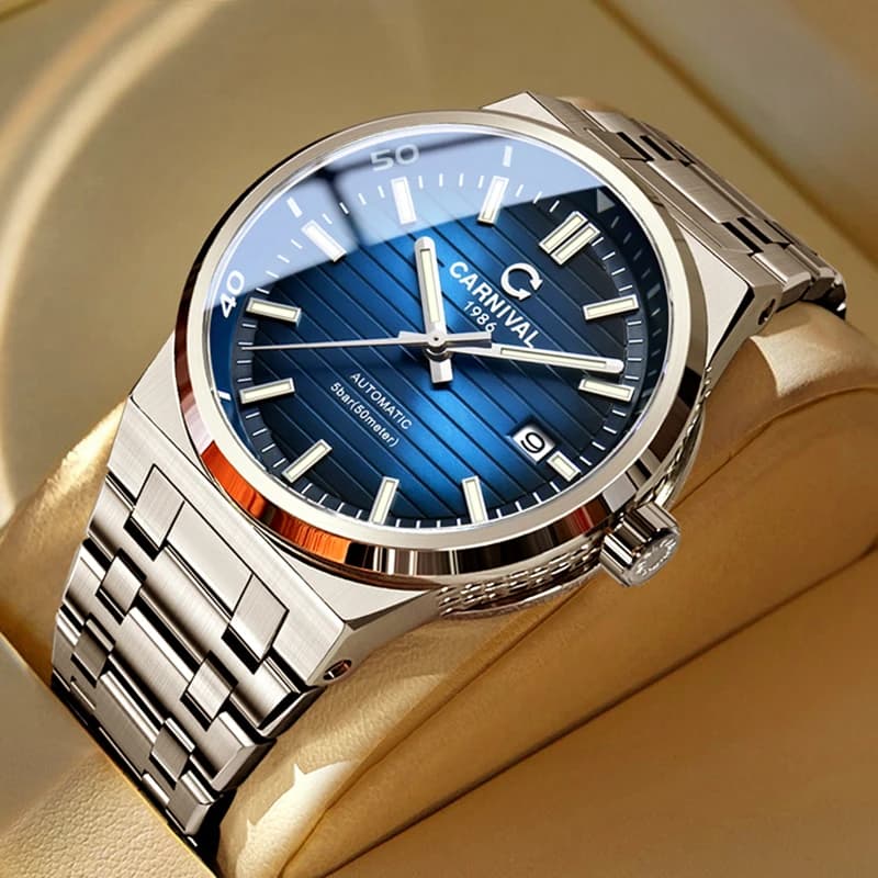 Men's Automatic Carnival Wrist Watch European Business Men's Watch For Free Time Luminous Waterproof Luxury Silver Watch