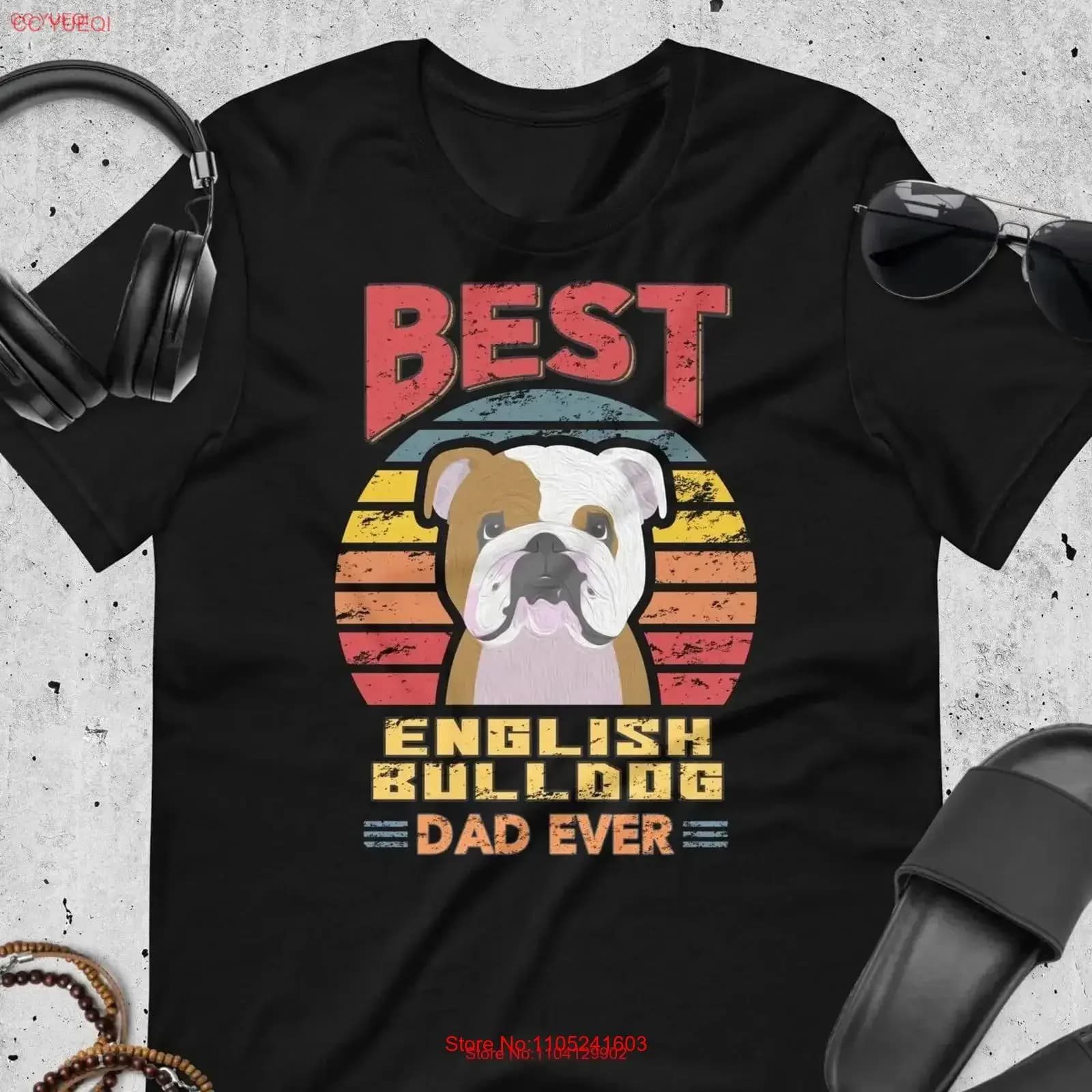Best English Bulldog Dad Ever T Shirt Dog Lover's Perfect Pet Apparel Owner Owners vintage Washed Top For Everyday Wear