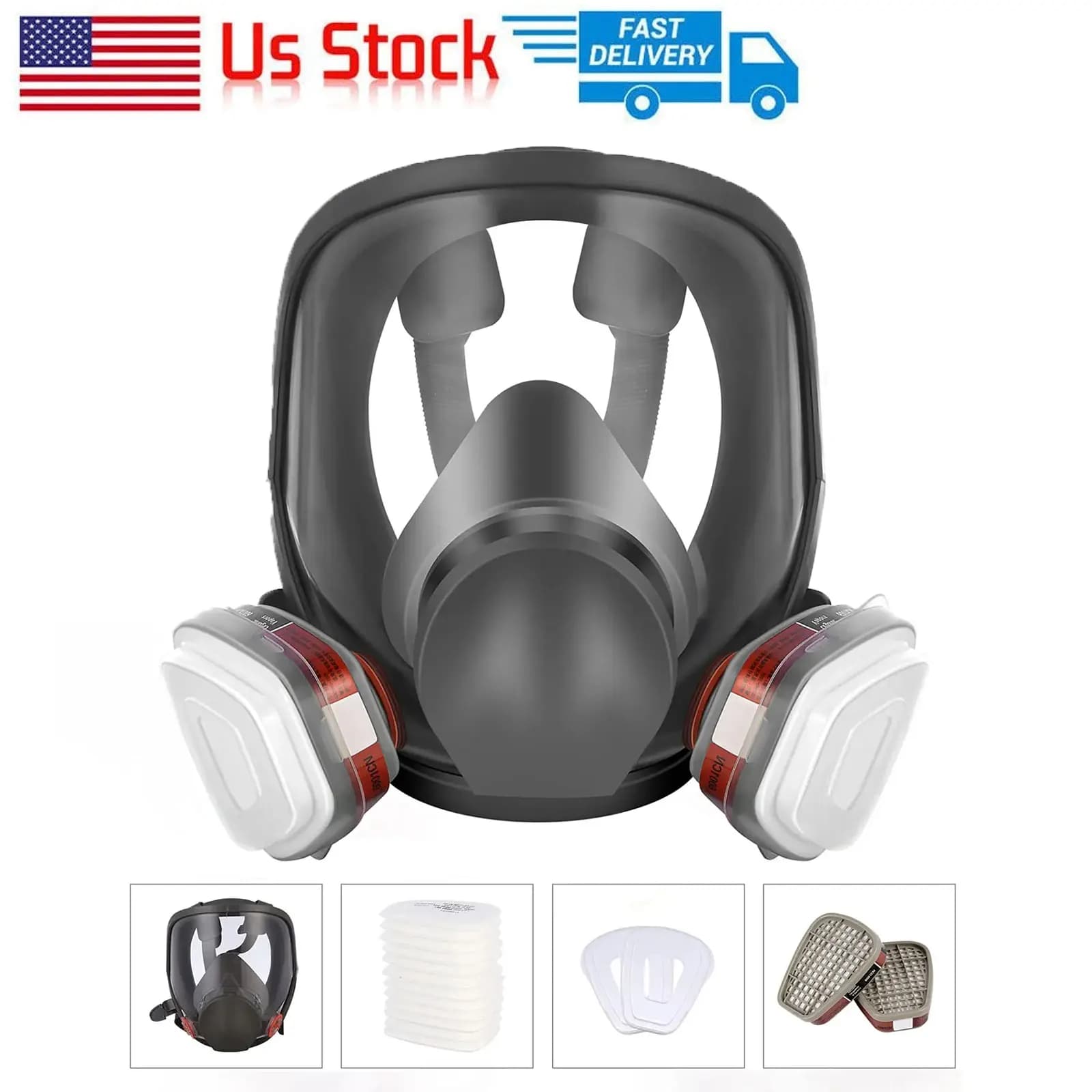 Maschera Antigas Integrale 6800 Antiappannamento per Verniciatura Industriale, Respiratore di Sicurezza con Filtro Antipolvere e Protezione da Formaldeide