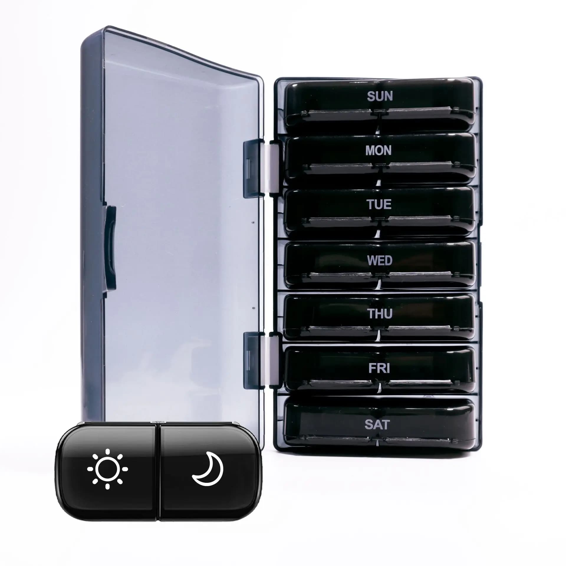 Fashionable 7-day napkin case, portable, 2-time daily, vitamin tablet, 14 grids, large storage space, travel, medicines, fish oils