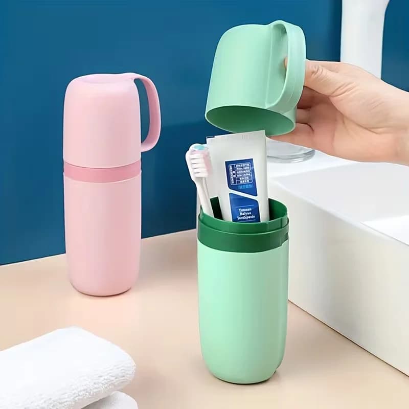 Portaspazzolino da viaggio portatile con tazza, custodia compatta per spazzolino e dentifricio, ideale per viaggi e bagno