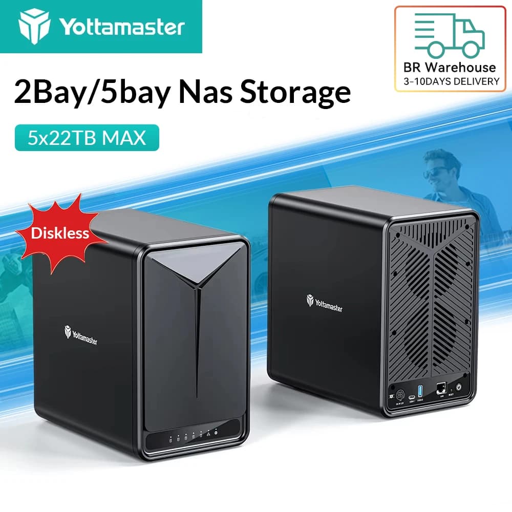 Custodia esterna Yottamaster 2/5 Bay Raid NAS Enterprise Storage da 2,5 "3,5" SATA HDD SSD con accesso remoto Backup automatico per PC di gioco
