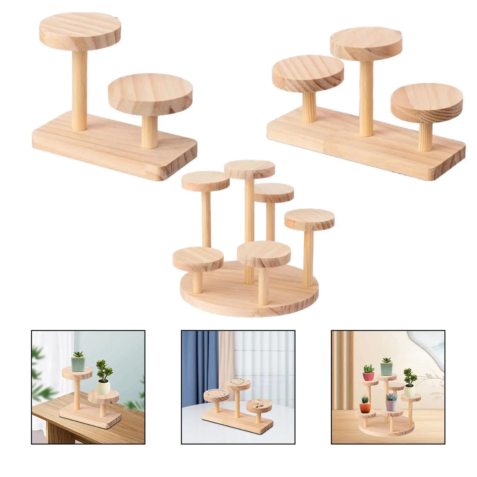 Espositore in legno Scaffale per decorazioni per feste multistrato Organizzatore in legno per occhiali da tavolo per orologi