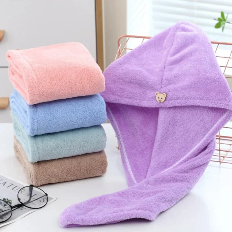 Women's long hair towel fast drying, soft microfiber, shower and bath turban, hat to dry hair, woman turban