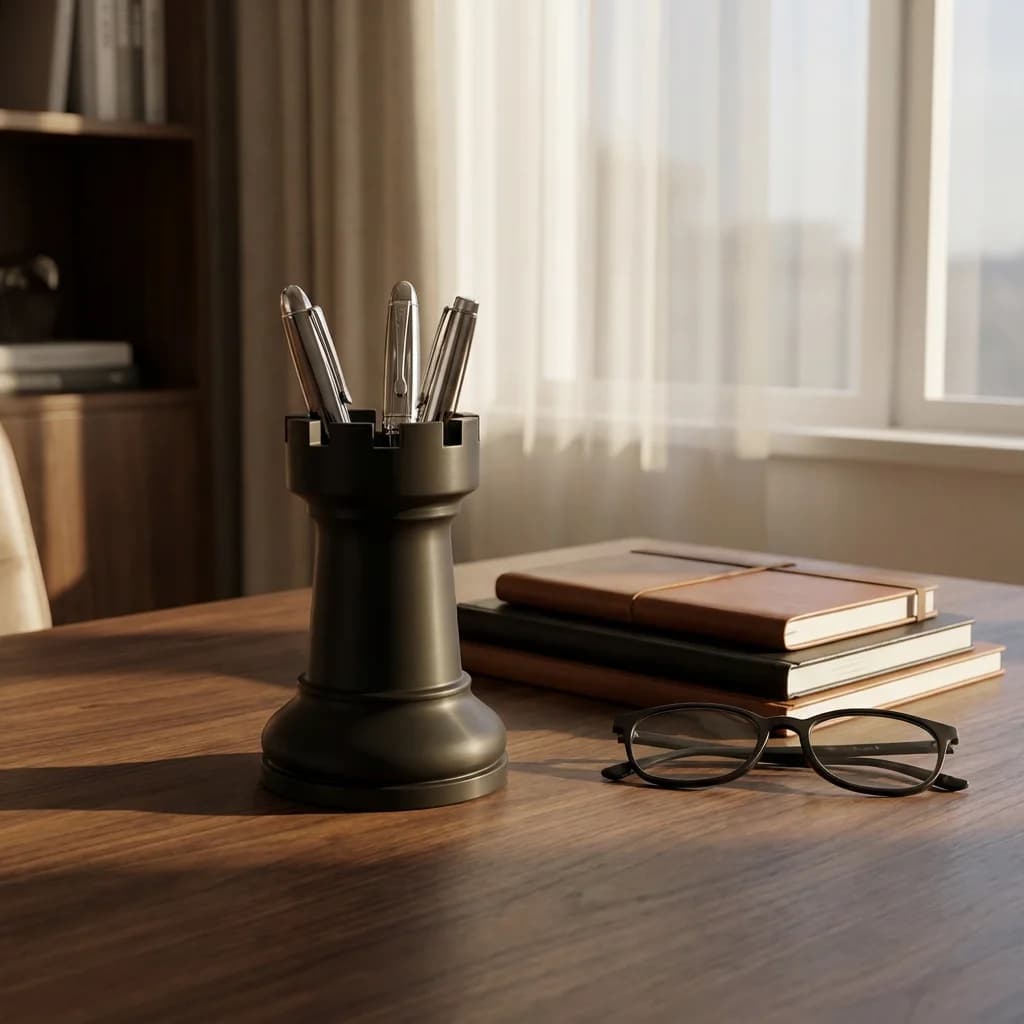 Minimalist Chess‑shaped Storage Box Multifunctional Pen Holder Cosmetic Organizer Vase