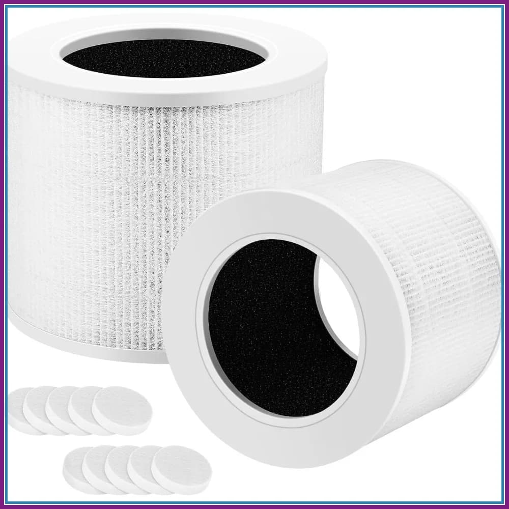 Confezione da 2 filtri di ricambio per purificatore d'aria LEVOIT Core Mini, carbone attivo 3 in 1, filtrazione migliorata
