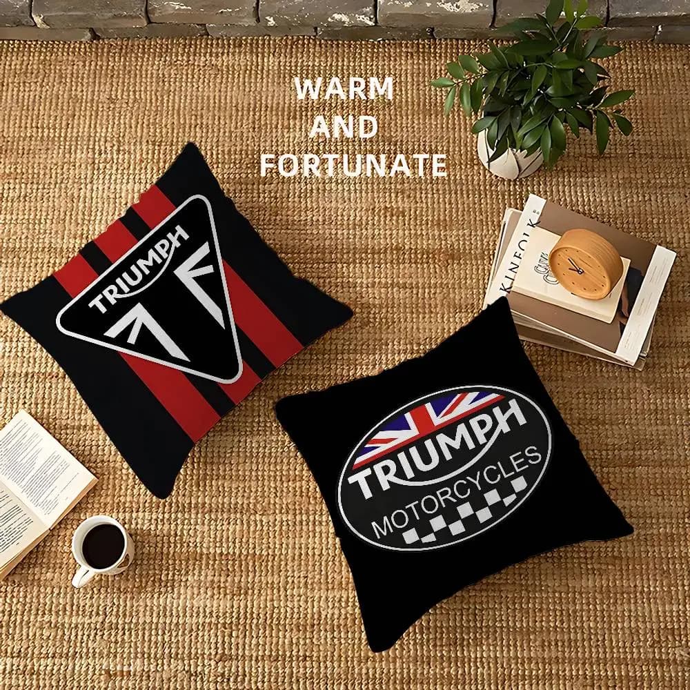 T-Triumphs Logo Pillow Covers Cartoon Sofa Decorative Home Double-sided Printing Short Plush Cute Cushion Cover