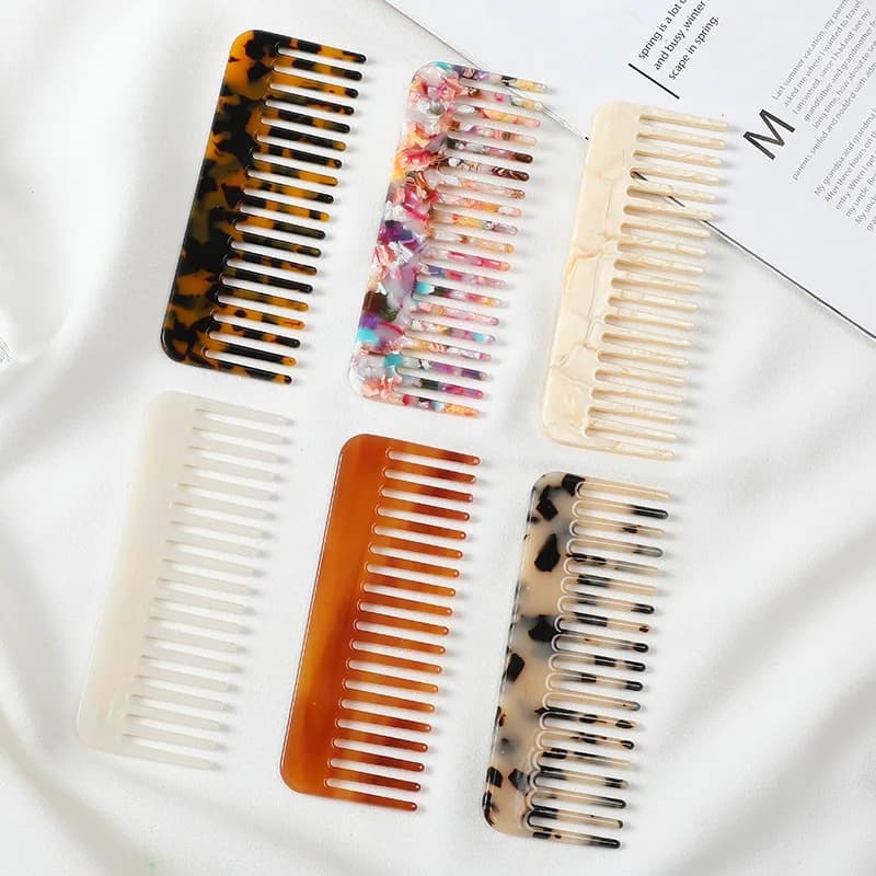 Wide Teeth Acetate Hair Combs Anti-static Hair Comb Portable Makeup Comb Colorful Hairdress Salon Styling Traveling Accessories