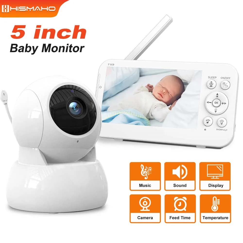 Baby Monitor Indoor Wireless 5 ''telecamera di protezione della sicurezza dello schermo madre bambini sorveglianza Audio Video bidirezionale batteria 5200mAh