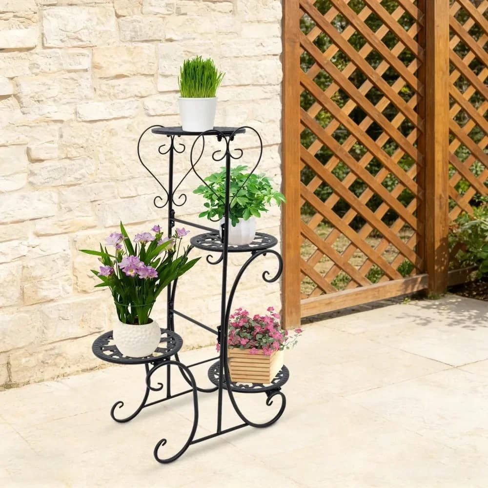 Espositore per Piante e Vasi a 4 Livelli, Scaffale Multilivello per Piante in Vaso da Interno ed Esterno, per Giardino e Patio