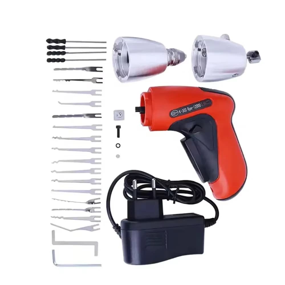 KLOM Locksmith Tools Rechargable Cordless Electric Electronic Lock Gun Drill Lock Tool Kit Full Sets