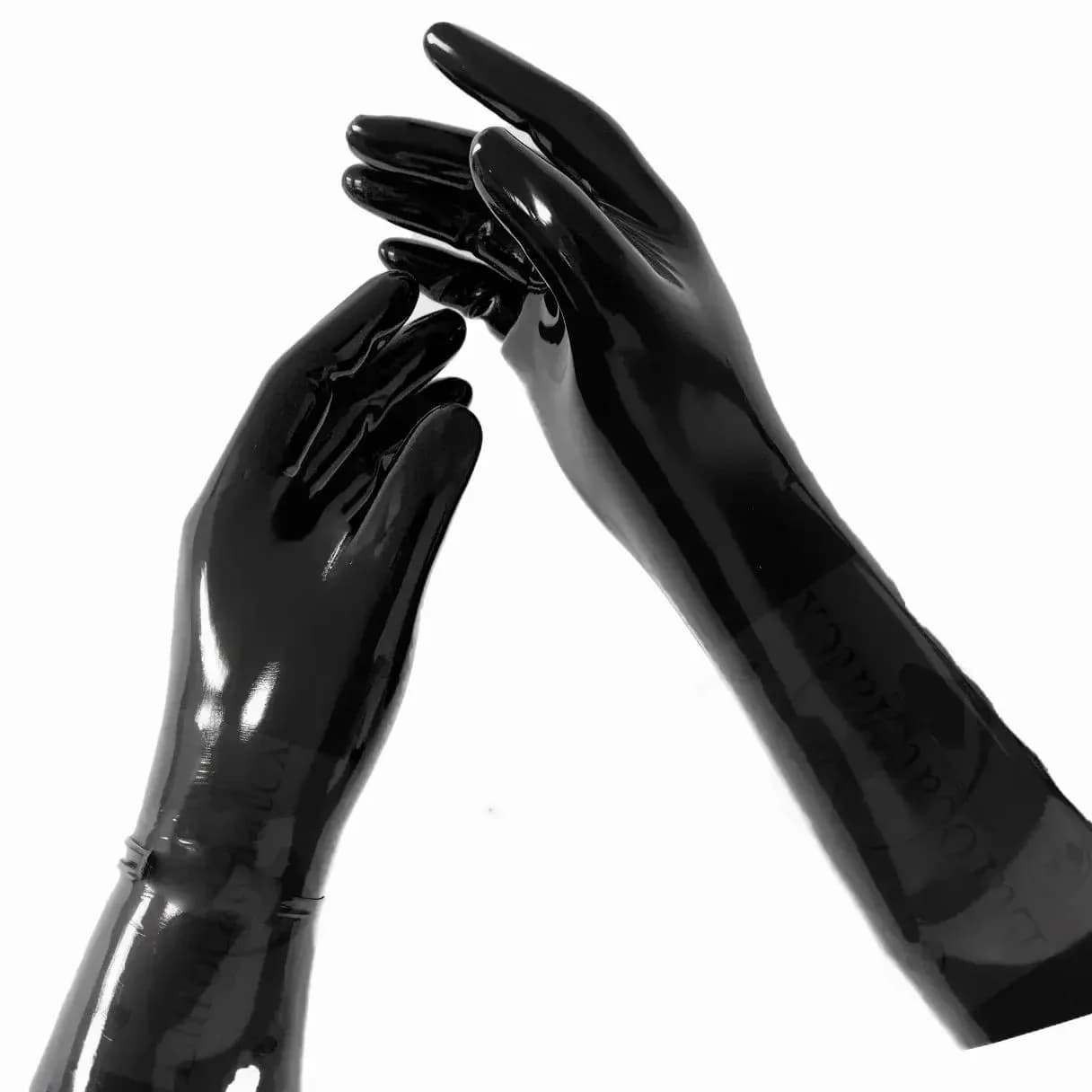 guanti in lattice da uomo calzini di gomma guanti corti neri sexy adulto unisex cloro senza cuciture abbigliamento fetish con stampaggio monouso