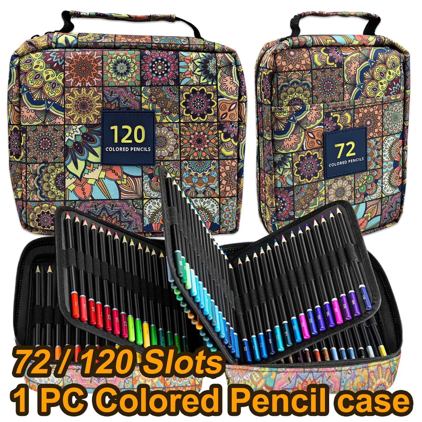 Astuccio per matite colorate da 1 pezzo, 50/72/120 scomparti, scatola portapenne di grande capacità, custodia portapenne in gel con cerniera, portatile, per adulti, artisti