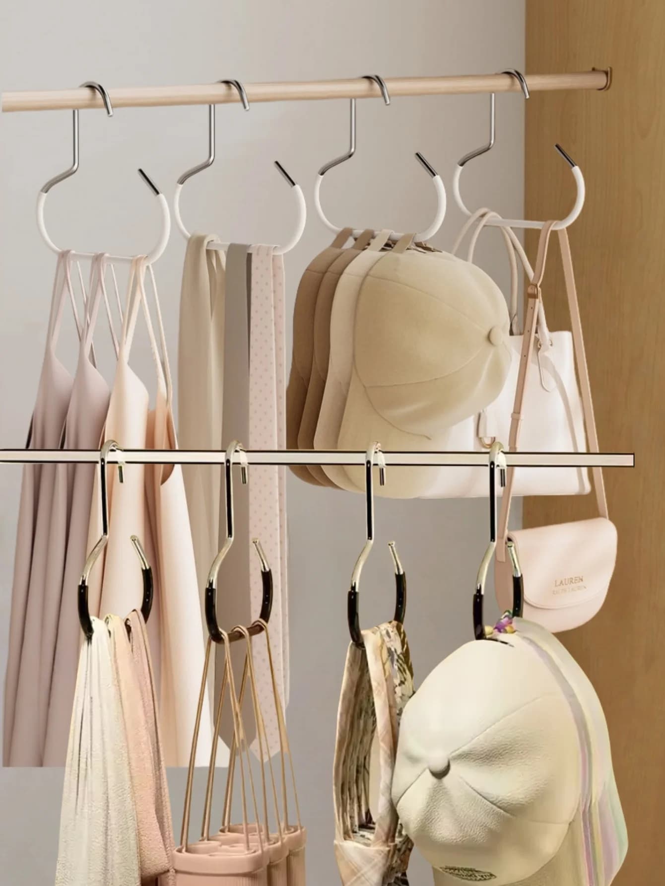 Ganci per cappelli appendiabiti con design twist da 2-8 pezzi per appendere borse, borse, cinture, sciarpe, cappelli, biancheria intima, gilet, organizer