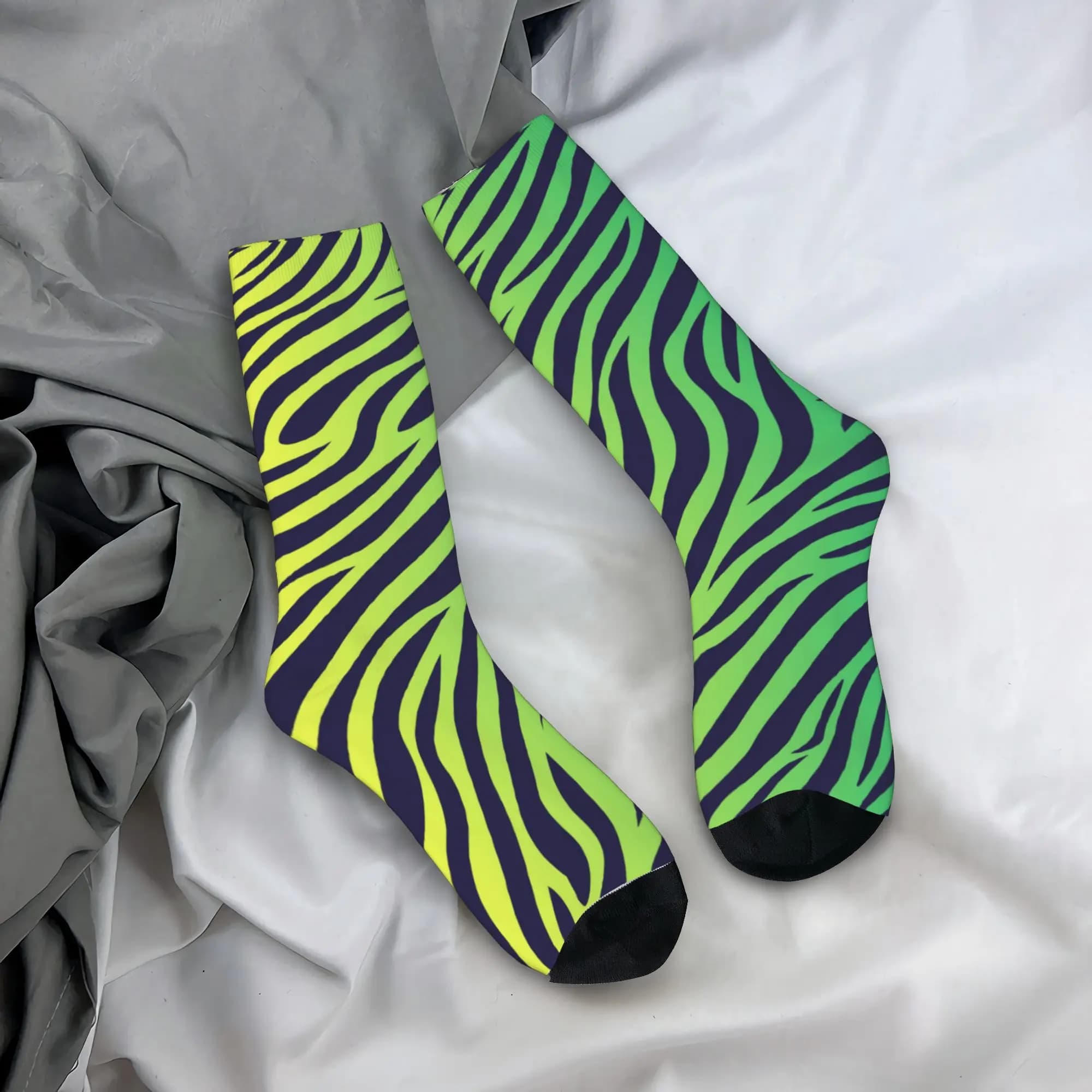 Colorful socks with tiger and zebra pattern, men's and women's socks, warm and fun socks