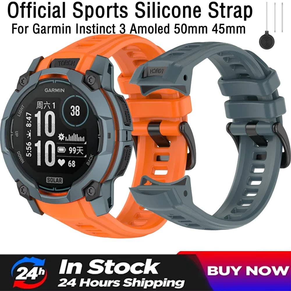 Cinturino ufficiale in morbido silicone per Garmin Instinct 3 Amoled 50mm 45mm Cinturino sportivo Garmin Instinct 3 Solar 45mm 50mm Bracciale