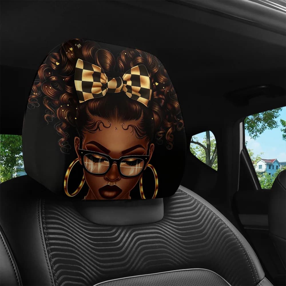 1 coprisedile per poggiatesta auto con stampa di una donna afroamericana - Adatto per il pendolarismo quotidiano e i viaggi su strada, poggiatesta lavabile.