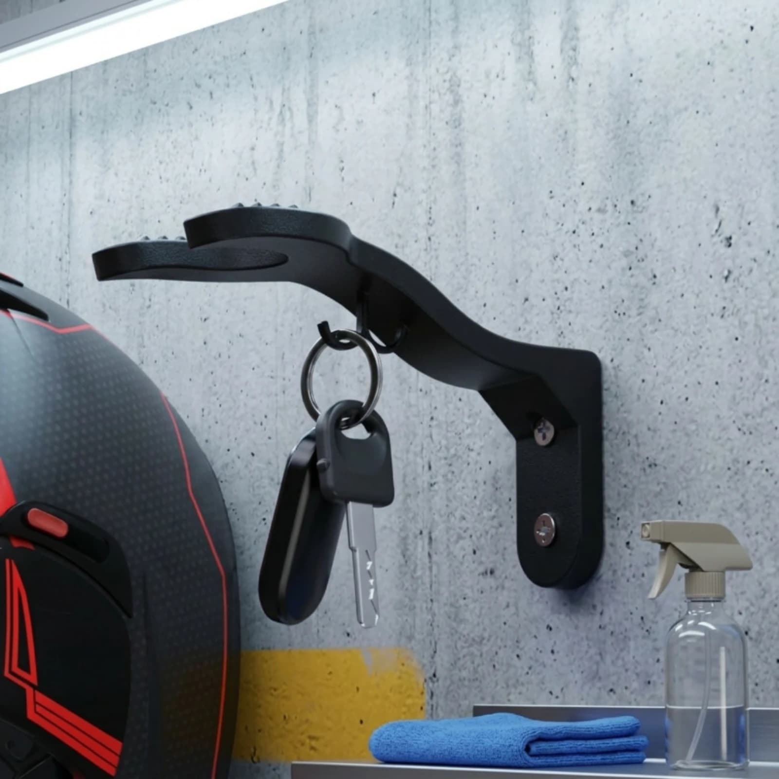 Multifunction Wall Organizer Wall Mounted Helmet Holder Allows Helmet Air Dry for Motorcycle Gear Storage
