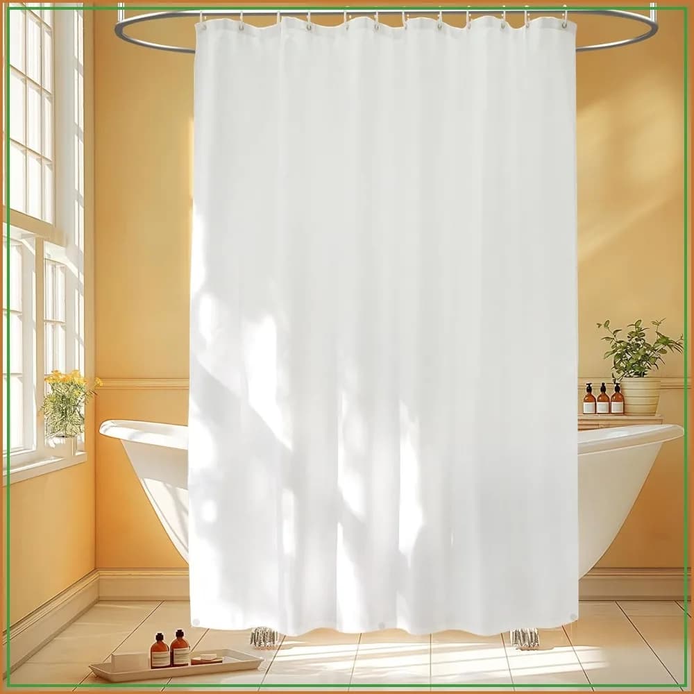 Waterproof Fabric Shower Curtain Liner, 72x72, 3 Extra-Large Magnets, Machine Washable, Odorless, Neutral White