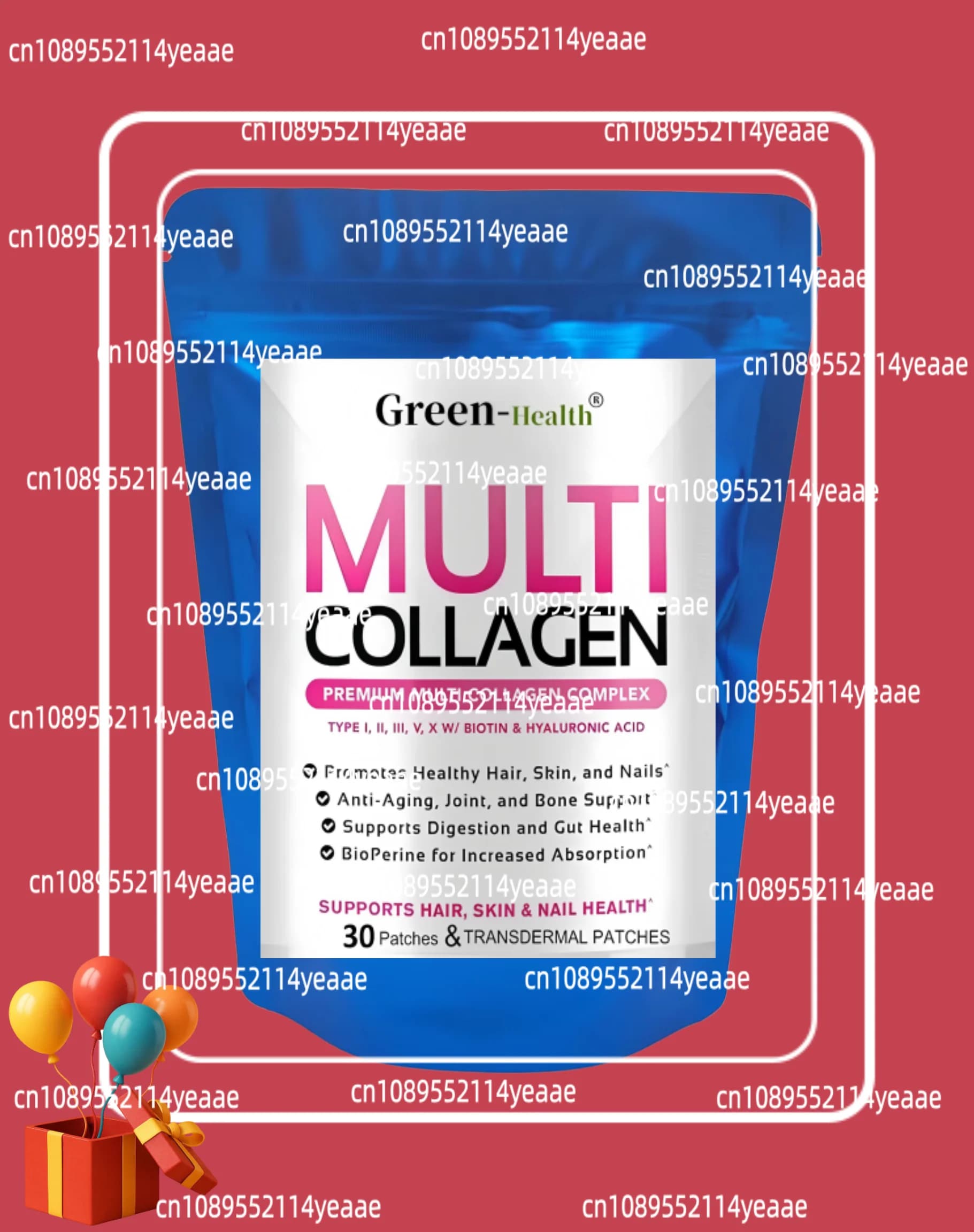 30 Patches Multi Collagen Plus Transdermal Patches With Biotin, Vitamin C For Women & Men Hair Growth Support Skin