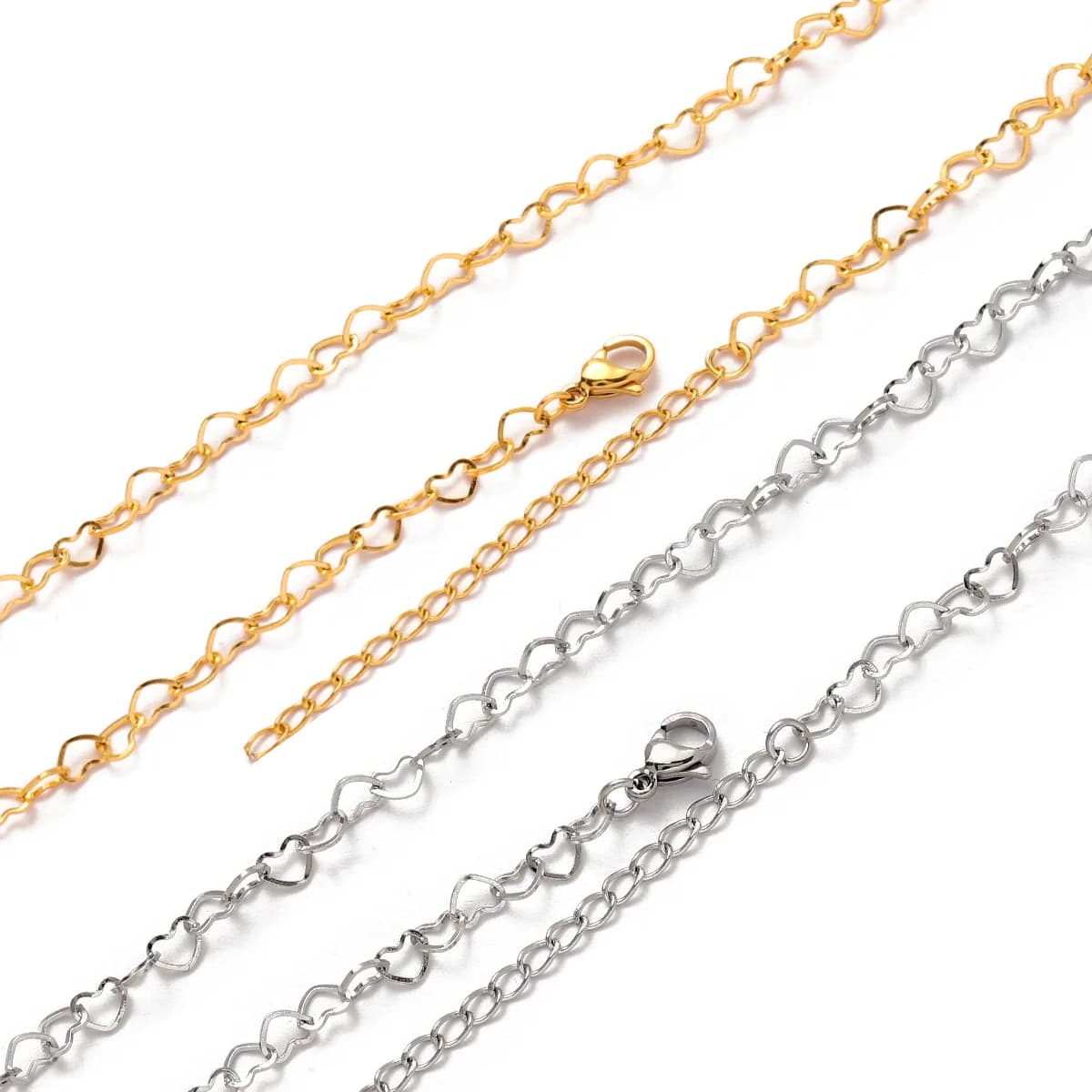 5 pz/lotto Non Sbiadisce Mai 45 cm Cuore Ovale Collana A Catena A Maglia In Acciaio Inox Donne Graffetta FAI DA TE Fascino Del Pendente Creazione di Gioielli