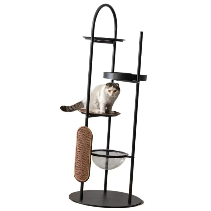 Struttura da arrampicata combinata in ferro di moda Torre per albero per gatti integrata Tiragraffi semplice Albero per gatti moderno Giocattoli per gatti di lusso in metallo