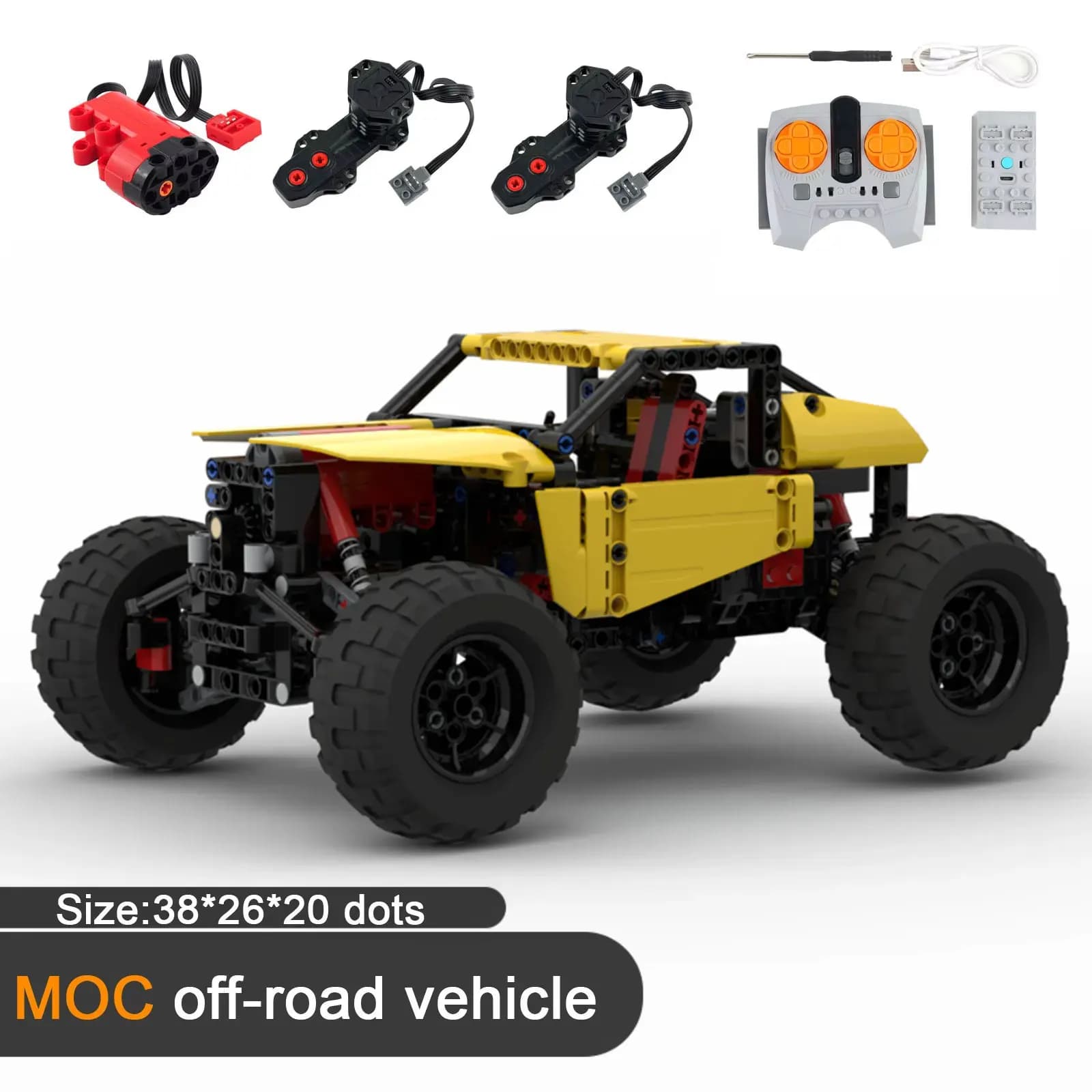 Kit modello di veicolo fuoristrada 4WD con sospensione indipendente Mattoni tecnici telecomandati Giocattolo cingolato meccanico ad alta tecnologia
