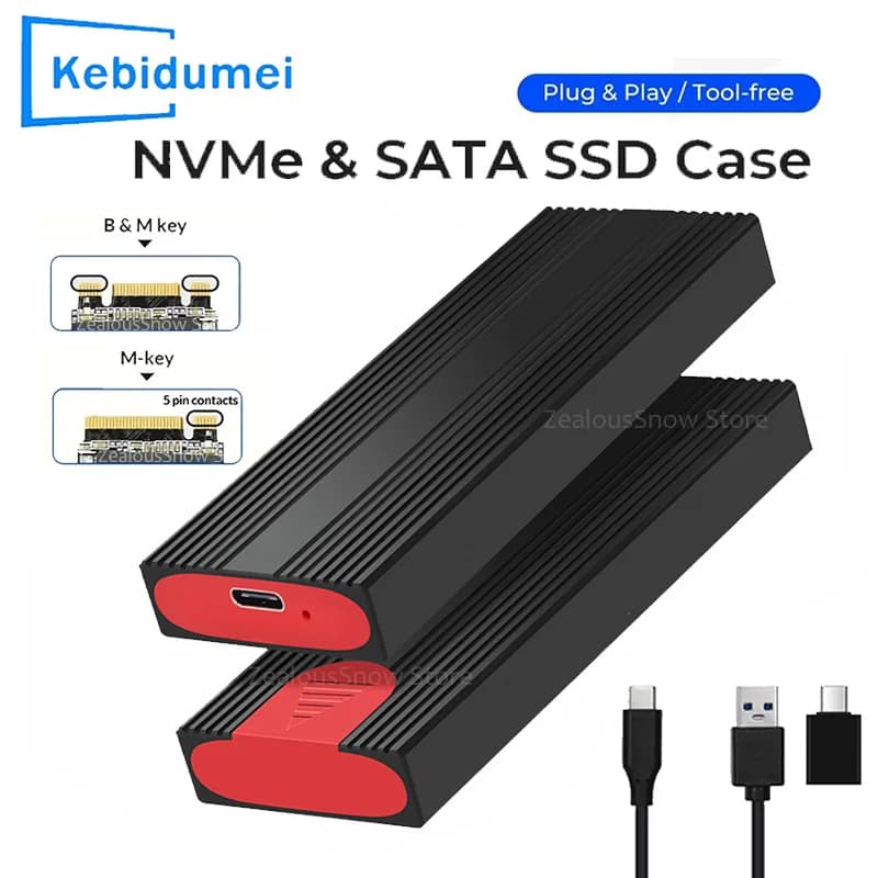 Custodia SSD M2 NVMe SATA Adattatore da 5/10 Gbps M.2 NVMe a USB Adattatore per disco rigido esterno da USB 3.1 a tipo C per SSD PCIe NVMe NGFF