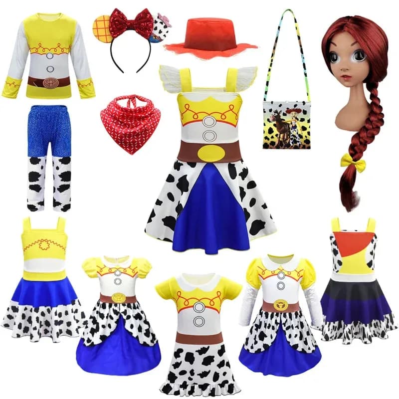 2025 Halloween Cosplay Toy Story Ragazze Jessie Dress Up Halloween Bambini Woody Costume Cosplay Festa Bambini Abiti in maschera Co