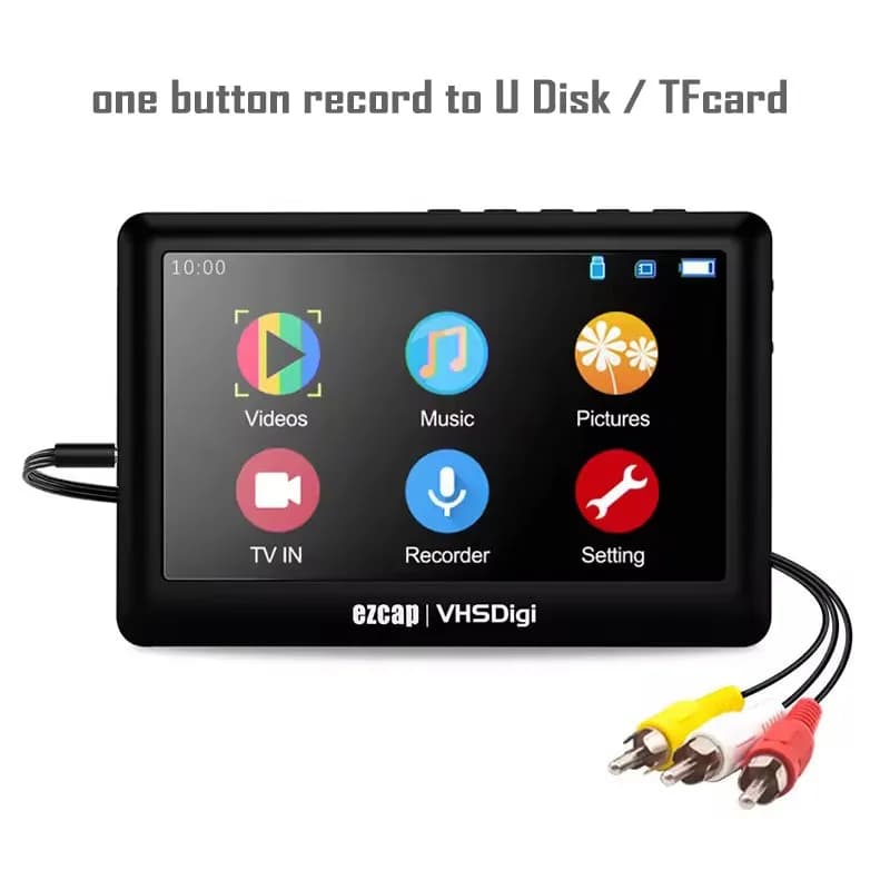 CVBS AV Video Capture Card Recording Box Recorder with Screen Display HDMI Loop F VHS VCR DVD Player To USB Drive U Disk TF Card
