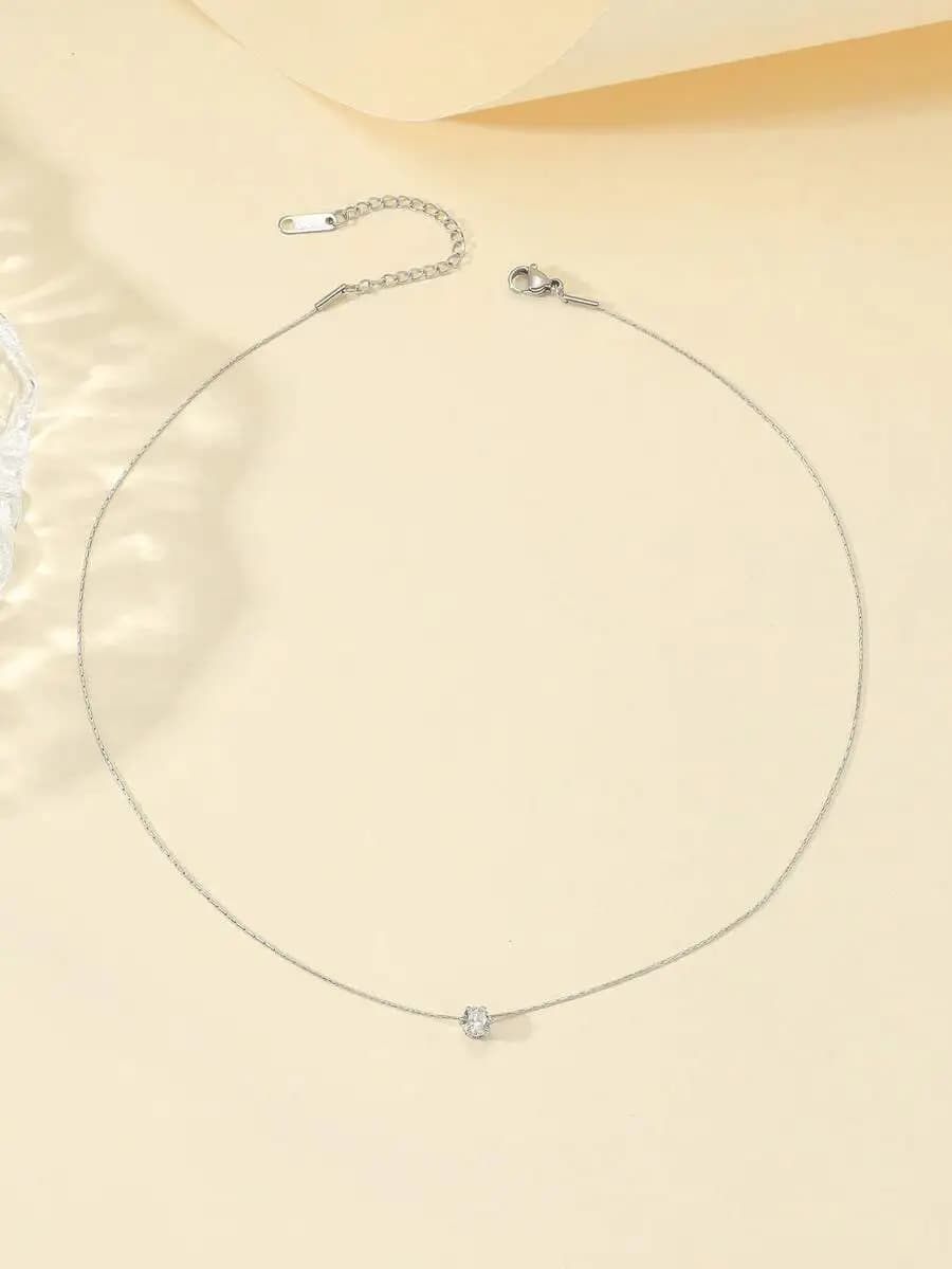 Rhinestone Solitaire Pendant Necklace For Women