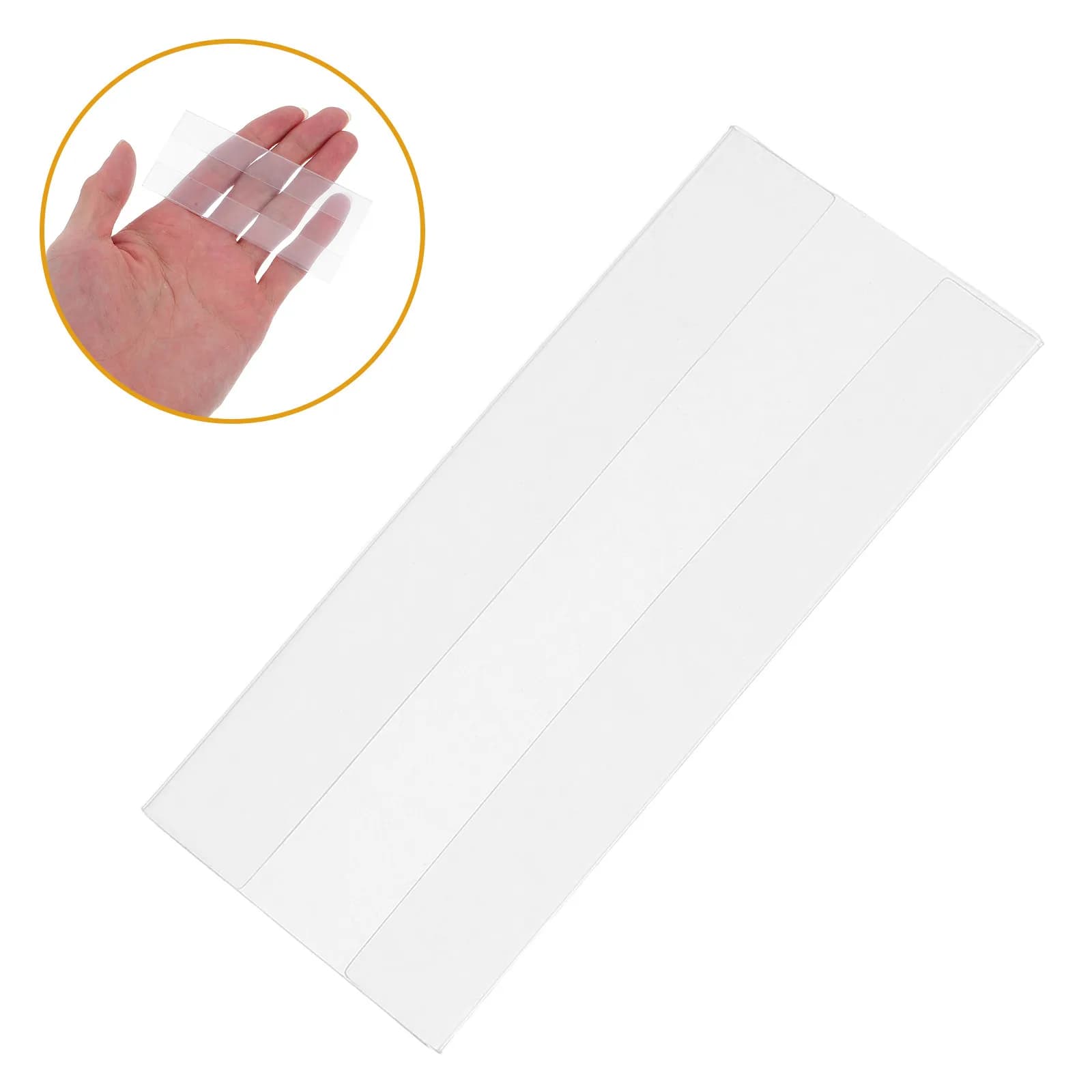 10Pcs Transparent Tag Holders PVC Clear Plastic Flat Adhesive Label Covers for Retail Price Display Reusable Sign Holders