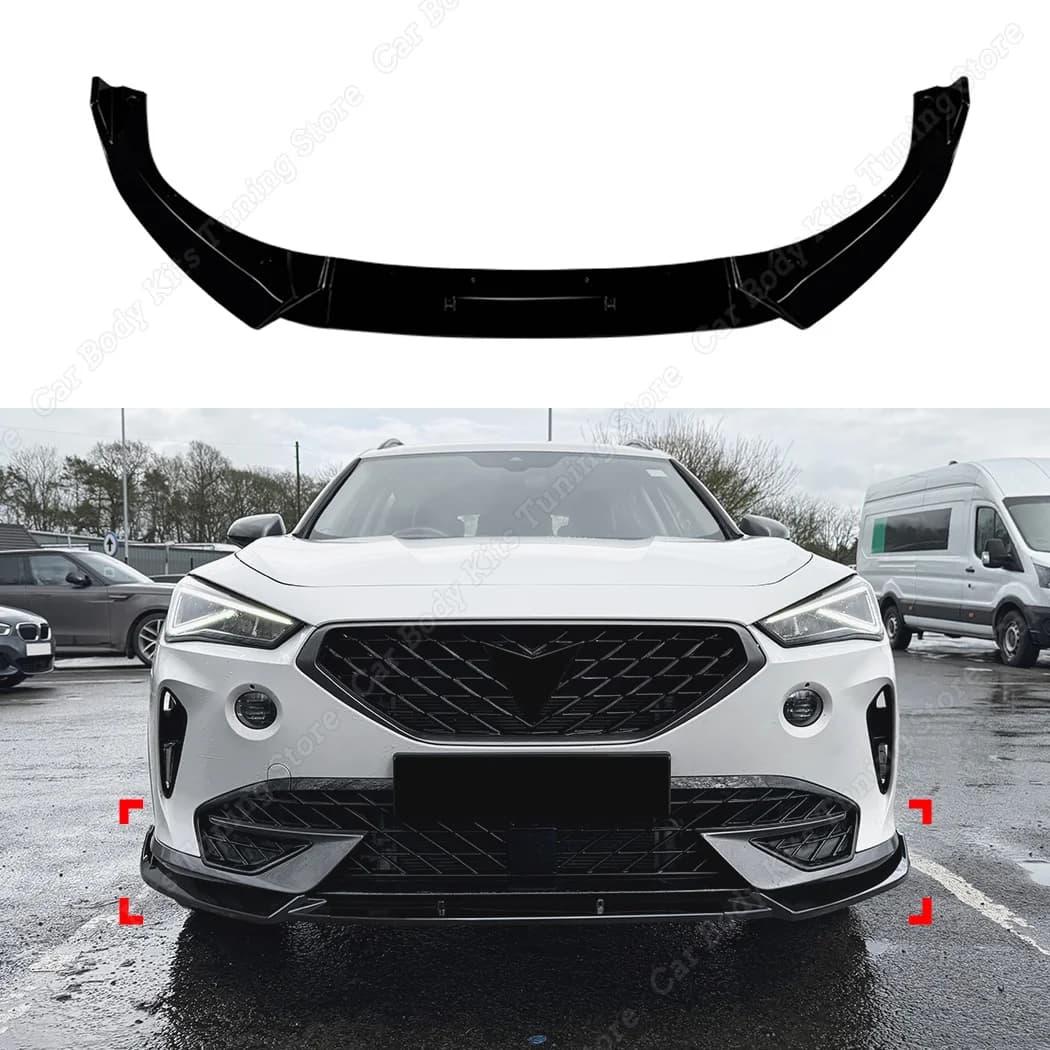 Front Bumper Splitter Lip For Cupra Formentor MK1 2020 2021 2022 2023 2024 Pre-Facelift Gloss Black Lower Diffuser Chin Body Kit