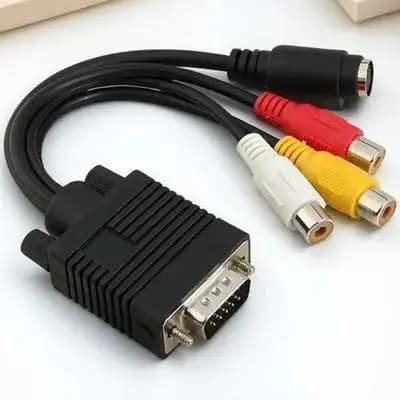 High Quality Black Vga to S-Video 3 Rca Av Converter Cable Pure Copper PVC Material Laptop Desktop TV-Out Signal Adapter