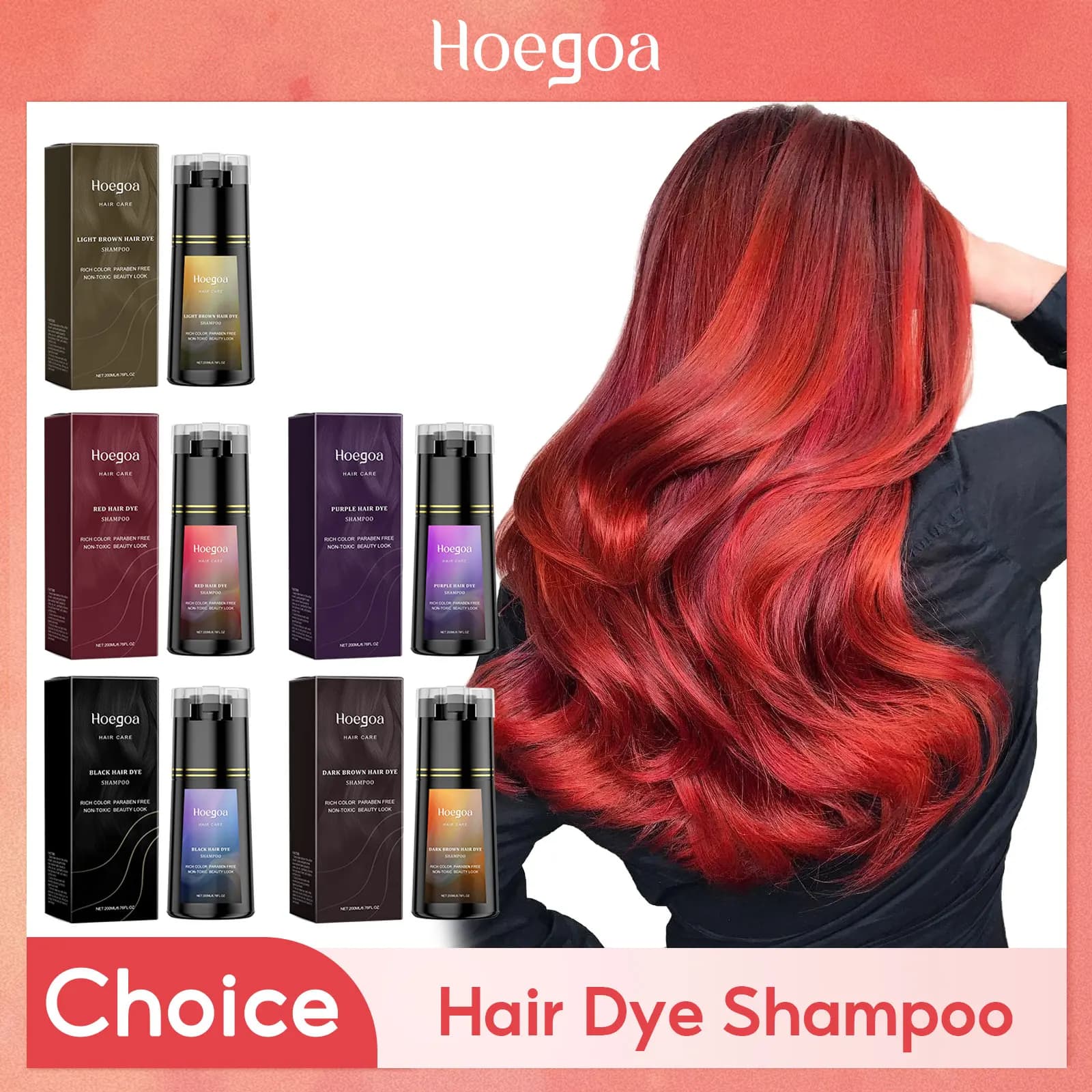 Hoegoa Shampoo per tinture per capelli Permanente Marrone Copertura colorante naturale Capelli grigi Idratante duraturo Shampoo scurente per capelli soffici