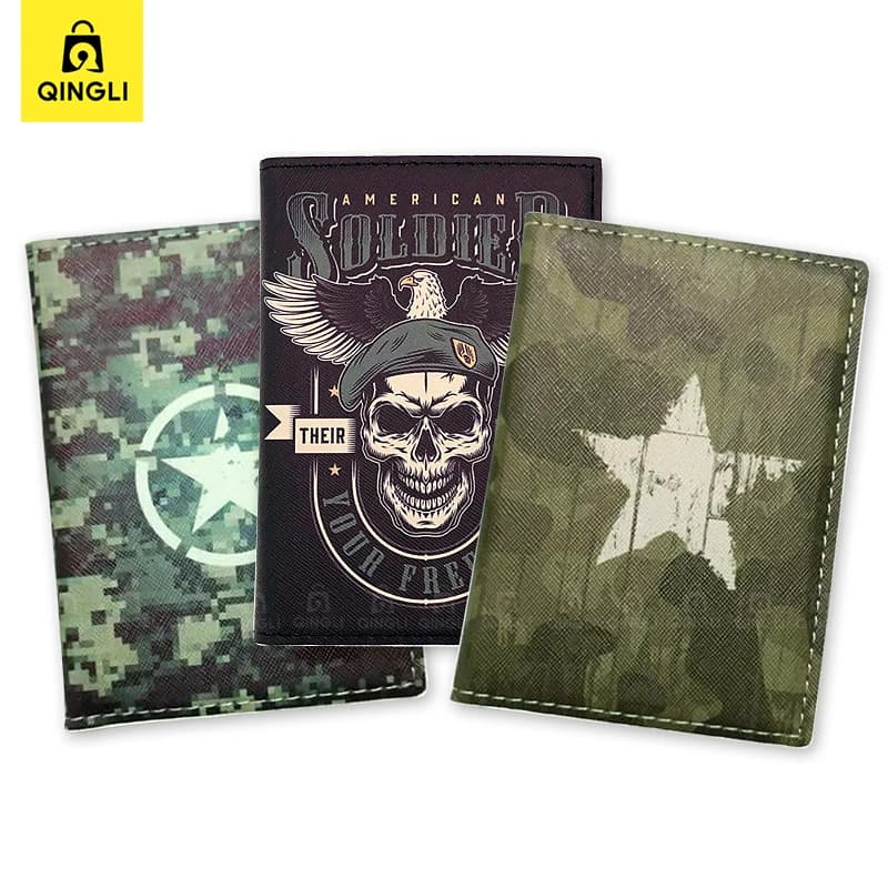 Porta passaporto creativo per fan dell'esercito Porta passaporto con motivo aquila lupo leone per uomo Accessori da viaggio Porta biglietti per carte di credito