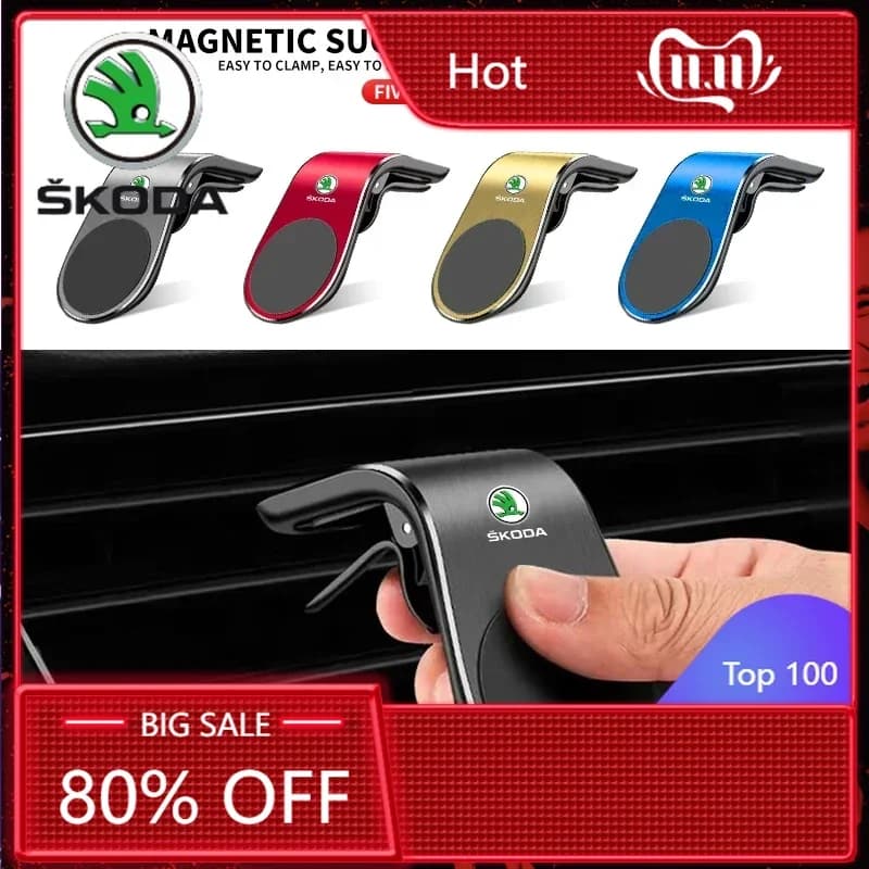 Adesivo per Auto 2025 Nuova Auto 360 ° Supporto magnetico in metallo per telefono per Skoda Octavia Fabia Rapid Superb Kodiaq MK2 Scala Karoq Citigo Kamiq