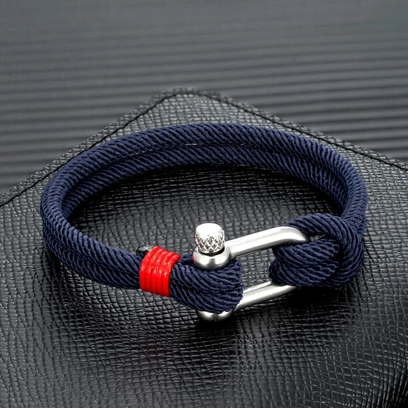 Men's Nautical Double Strand U shape Shackle Survival Rope Bracelet Women Outdoor Camping Rescue Emergency Rope Jewelry