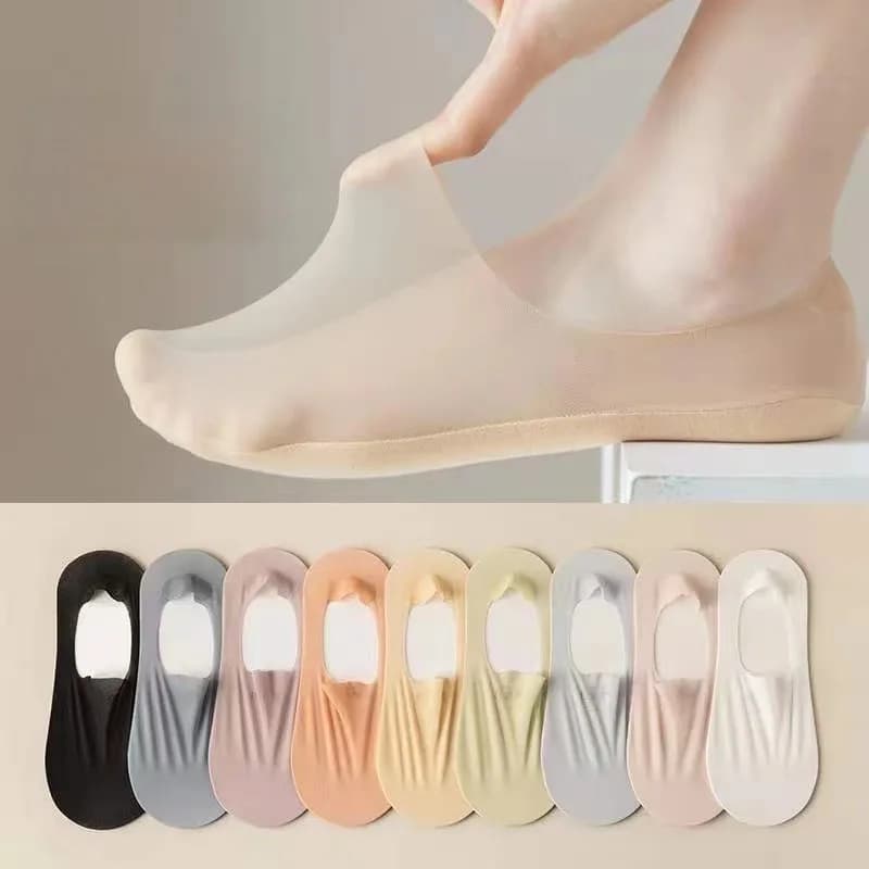 Set di 9 Paia di Calzini Invisibili Estivi da Donna, Traspiranti in Rete con Suola in Cotone Antiscivolo, Calzini Corti a Soffietto