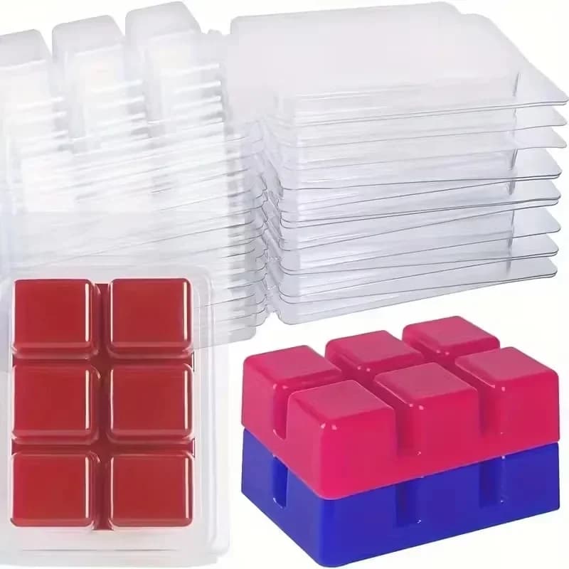 Modello 2026 - Ultima Versione, Scatola Blister Quadrata a 6 Scomparti in Plastica Trasparente (Confezione da 30/50/100 Pezzi), Stampo a Cubo per Candele, Ideale per la Creazione di Candele
