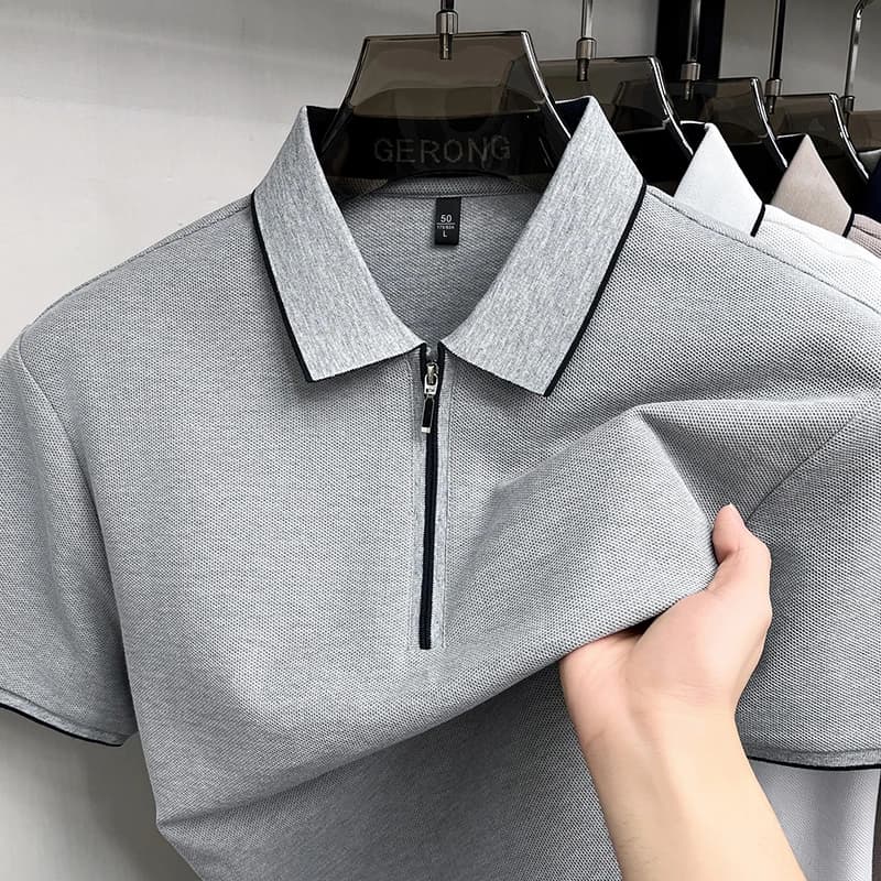 High end 100% cotton men's polo shirt short sleeve summer new fashion half zipper design comfort breathable casual lapel T-shirt