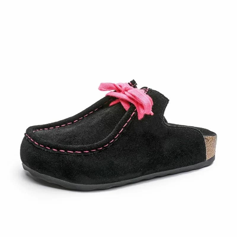 Pantofole con zeppa con plateau in vera pelle scamosciata di mucca da 3 cm Sandali mocassini alla moda Sandali estivi comodi da donna etnici
