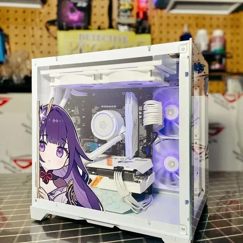 Anime Game Genshin Impact Stickers per PC Case Cartoon Decor decalcomanie per Computer Chassis ATX Mid Case adesivo decorativo fai da te