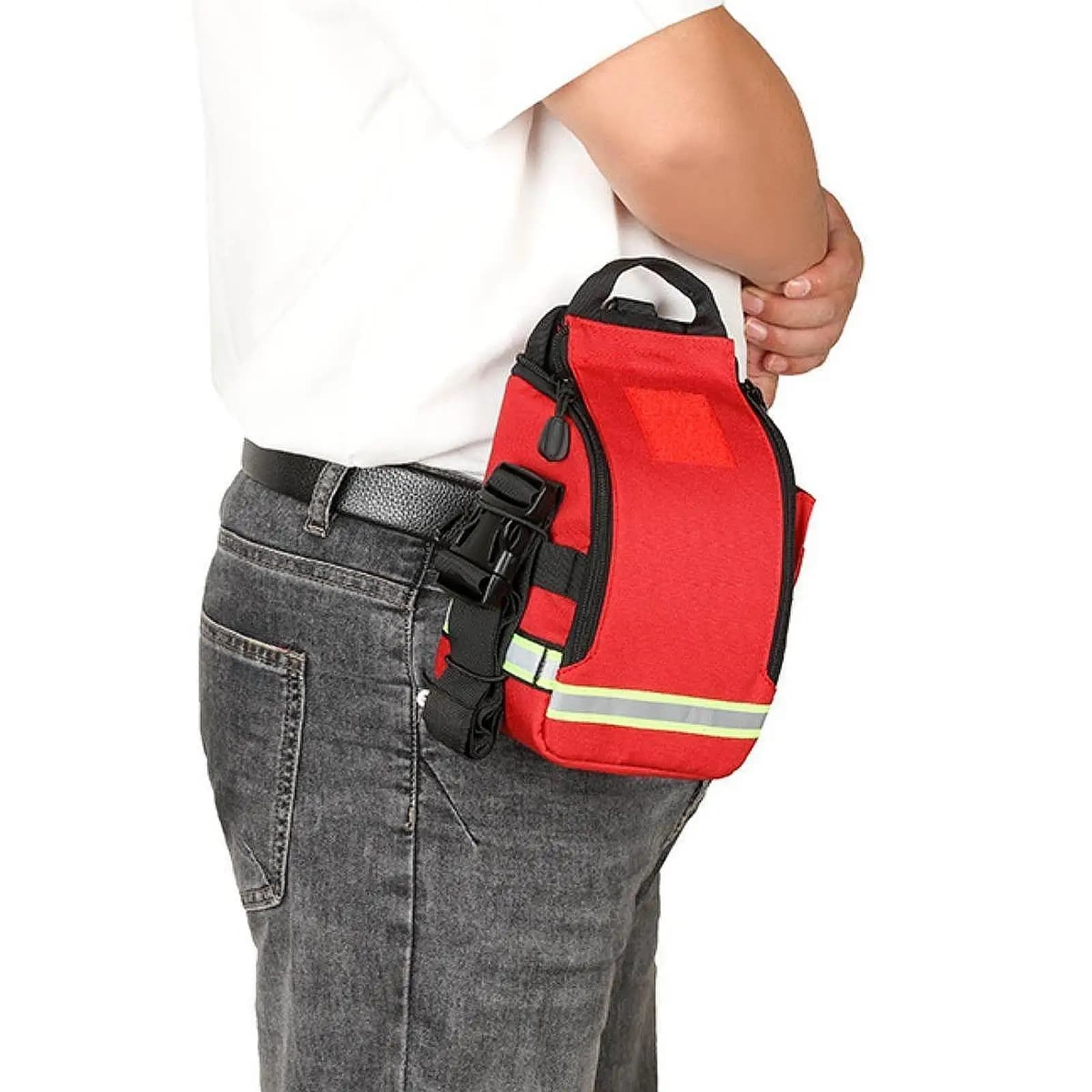 Borsa da Cintura per Pronto Soccorso, Tasca Medica Leggera e Portatile con Striscia Riflettente, Marsupio d'Emergenza per