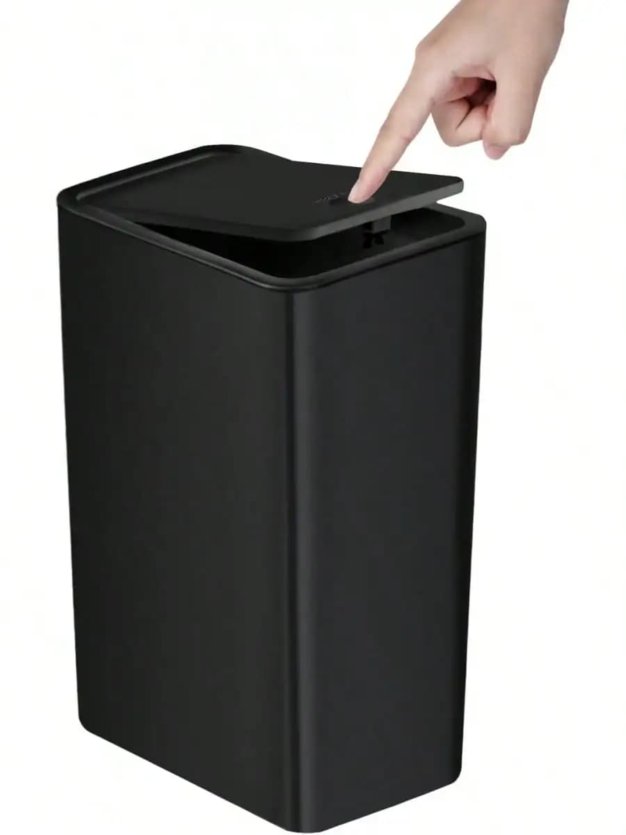 Cestino per rifiuti da bagno con coperchio, contenitore sottile da 10 litri/2,6 galloni, piccolo cestino per rifiuti con coperchio a scomparsa per cucina