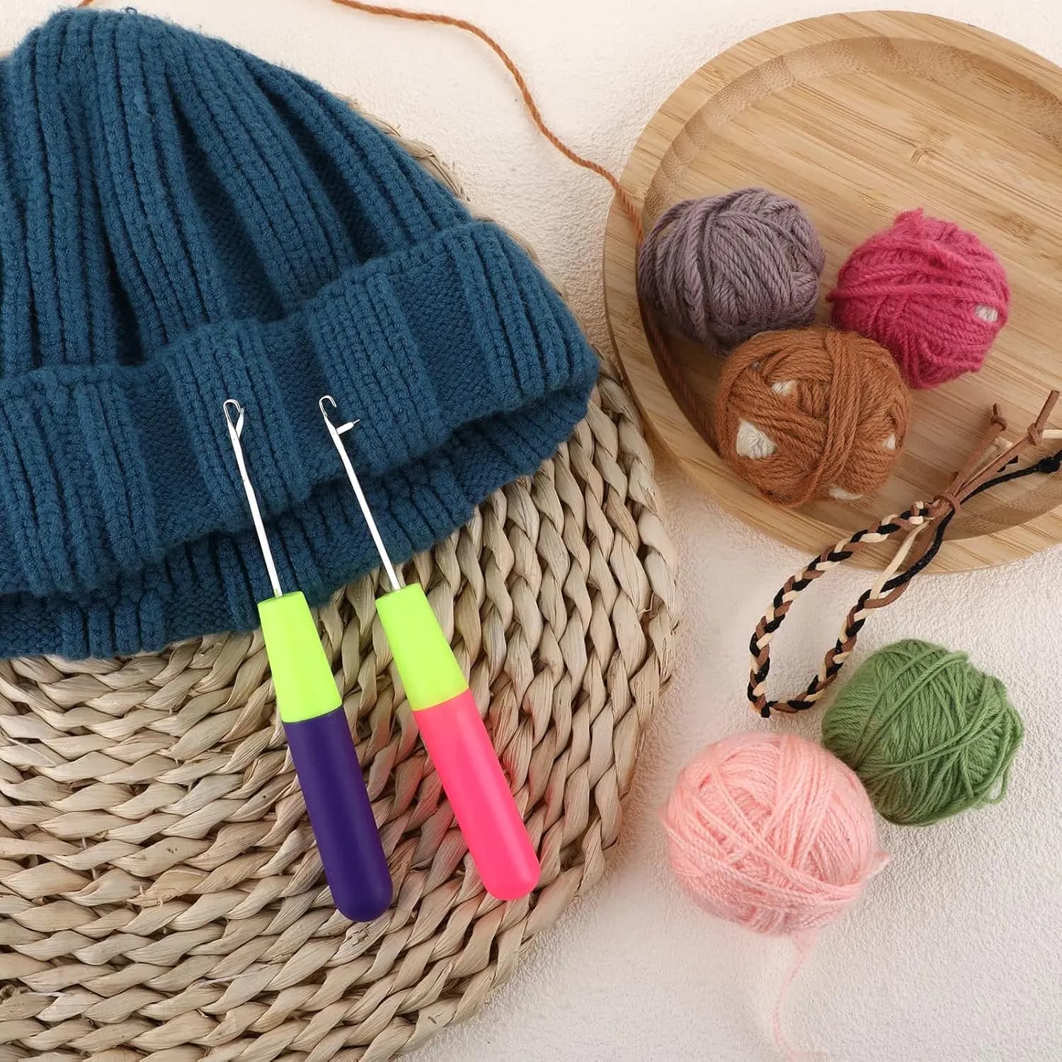 2 pezzi gancio di chiusura ago uncinetto serging uncinetto ganci di chiusura strumento per trecce strumento di riparazione ago da maglia multiuso per H