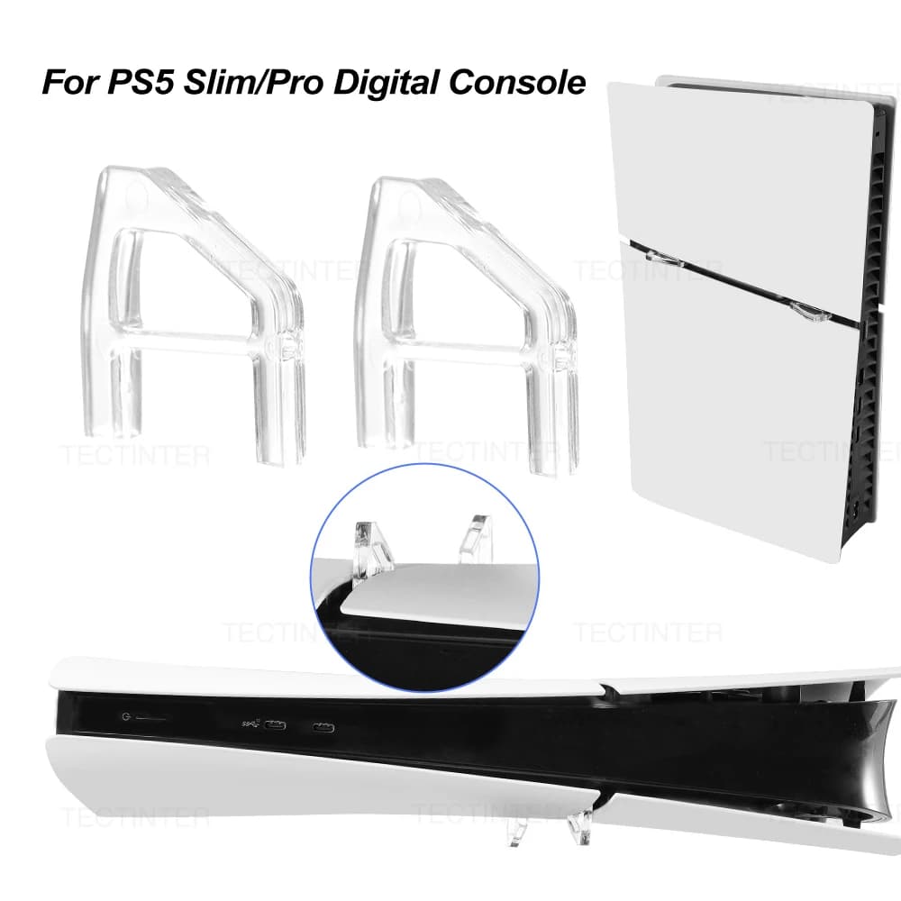 Supporto orizzontale per accessori PS5 Slim/Pro, supporto in acrilico per console di gioco con disco/digitale, base triangolare trasparente per Playstation5