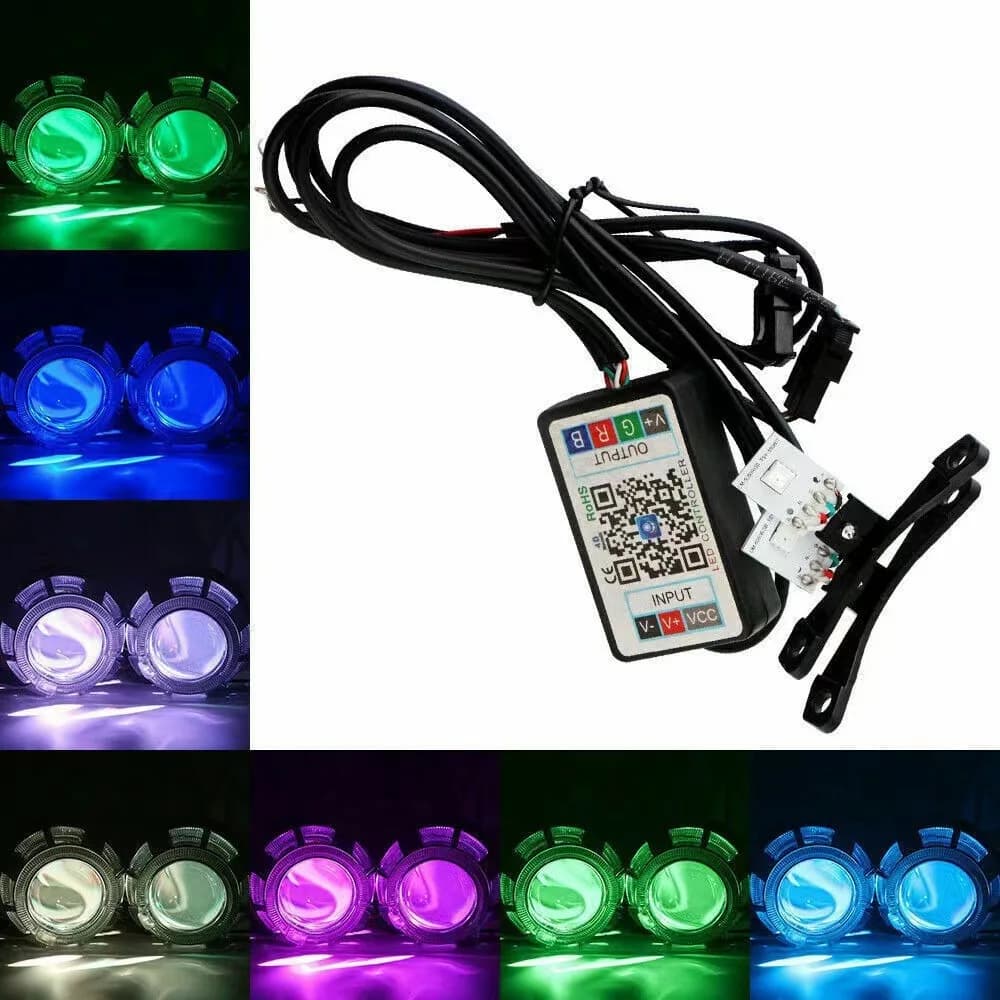 1Set Auto LED Devil Eye Demone Evil Eyes 12V RGB per 2.5 pollici Bi Xenon Proiettore Automotive Moto Faro A Led APP Bluetooth