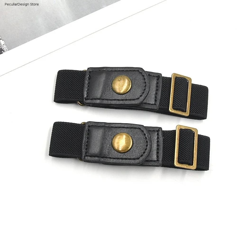 2PCS New Elastic Stretch Jean Waist Tightener No-Sew Adjustable Buckleless Belt Punch-Free Invisible Waist Belt Casual